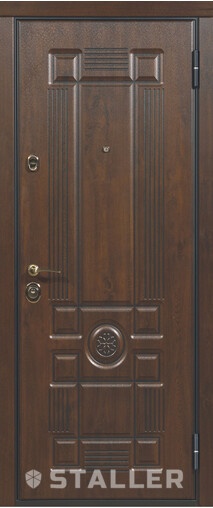 Входная дверь  Сталлер Тревизо, 860*2050, 93 мм, снаружи мдф влагостойкий, покрытие Vinorit, Цвет Дуб темный