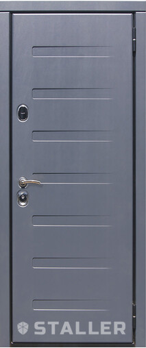 Входная дверь  Сталлер Пиано, 860*2050, 83 мм, снаружи мдф, покрытие пвх, Цвет Графит