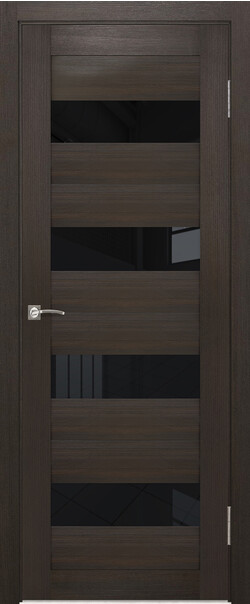 Межкомнатная дверь  Portas 23S(р), массив + МДФ, экошпон на основе ПВХ, 800*2000, Цвет: Орех шоколад, Lacobel черный лак