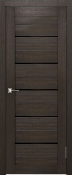 Межкомнатная дверь  Portas 22S(р), массив + МДФ, экошпон на основе ПВХ, 800*2000, Цвет: Орех шоколад, Lacobel черный лак